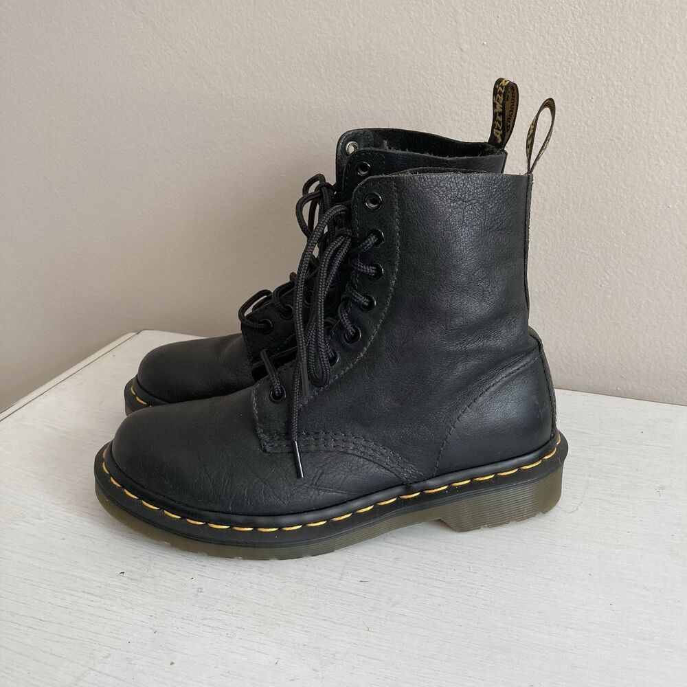 Dr. Martens Pascal AirWair Black Leather Ankle Boots Womens Size 6 Combat Goth